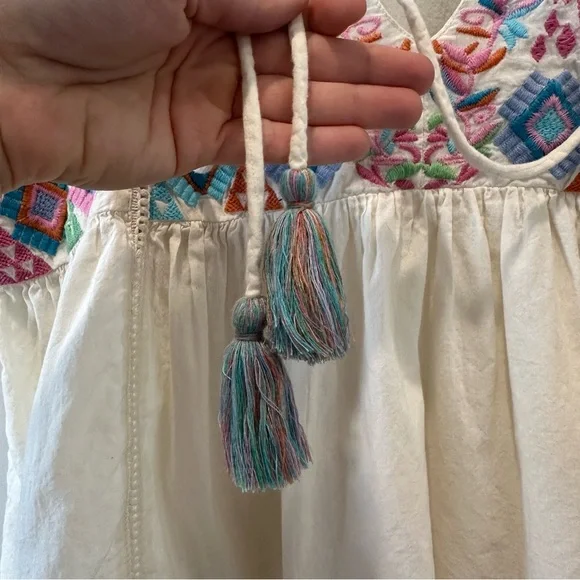 THML Embroidered Cotton Blouse Top Short Sleeve Casual Boho Resortwear Small - Picture 8 of 11